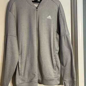 Adidas Men's Zip-Up Gray Textured Sweatshirt 2xl NWOT